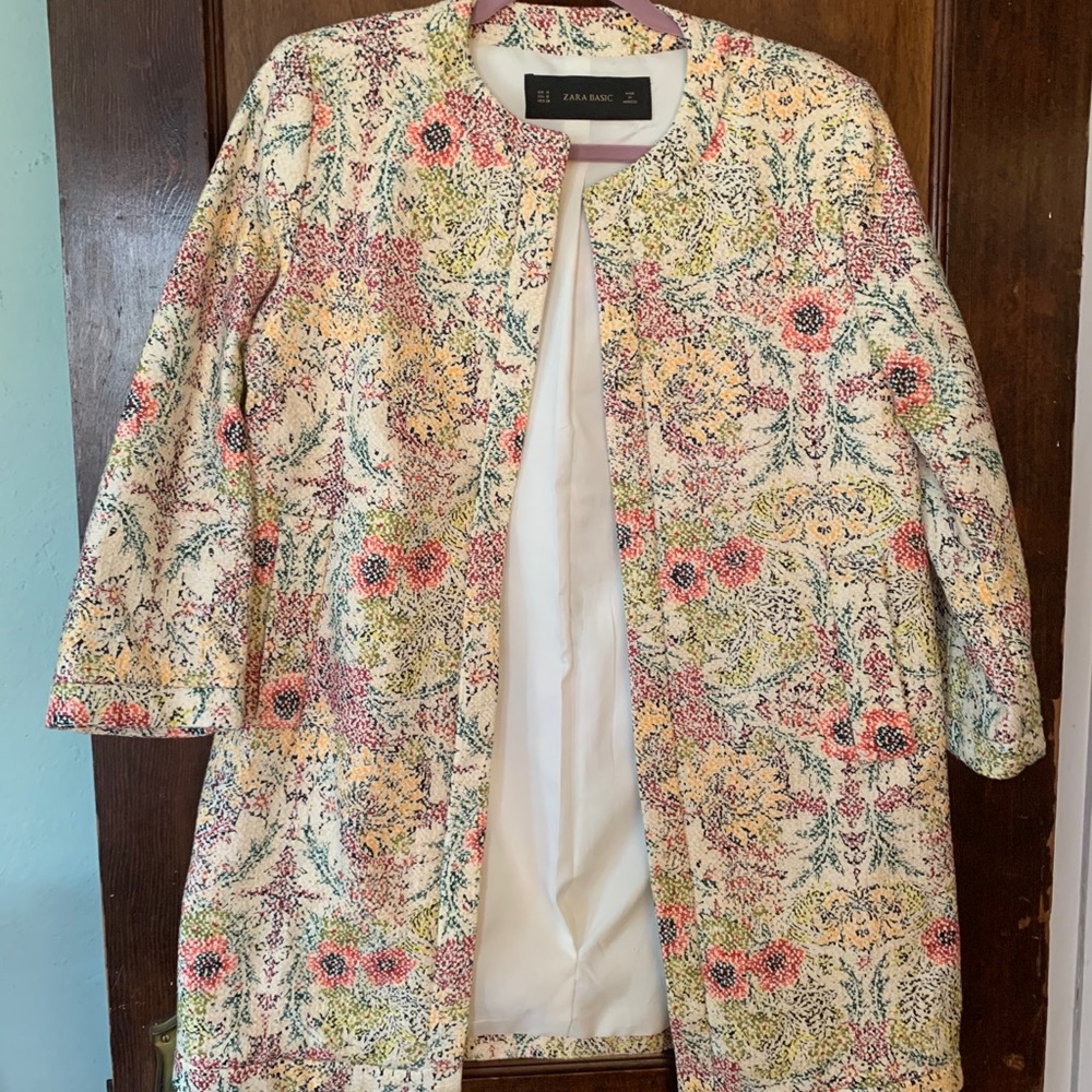 Zara Floral Three Quarter Length Coat